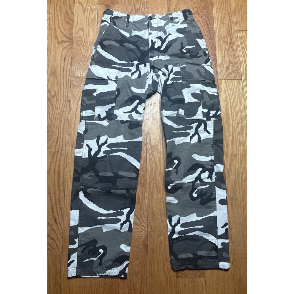 Genuine Gear Cargo Pants Mens Small Grey White Camo Ripstop Tactical Utility BDU